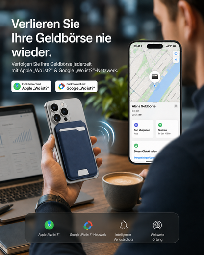 🌞Frühlingserwachen: 50% Rabatt!🔥Smartes MagSafe Portemonnaie aus echtem Nappaleder – mit Apple Find My™ & Google Find Hub™, RFID-Schutz und kabellosem Laden