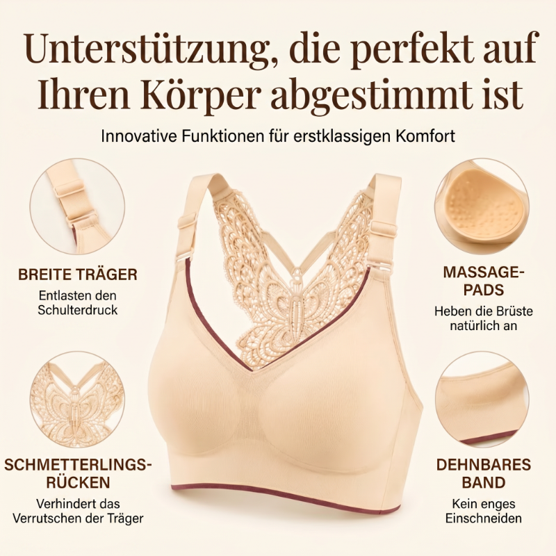 🎁Angebot: 50 % Rabatt⏳BH ohne Bügel mit Schmetterlingsstickerei