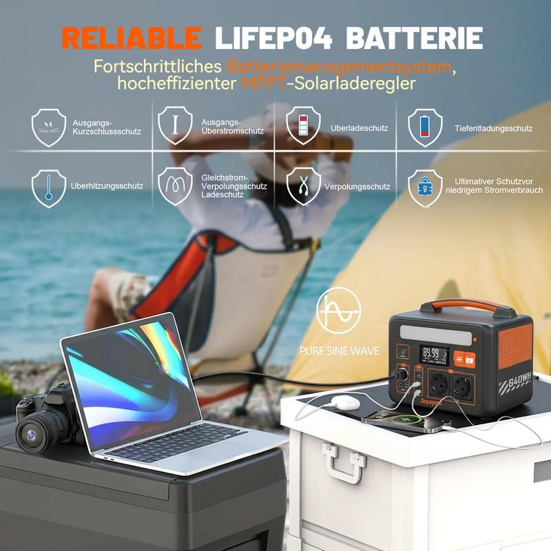 Tragbare Powerstation Explorer PB20,  640Wh 600W Notfall‑Batterie mit LiFePO4‑Lithium‑Akku, Solar‑Generator für Outdoor, Camping, Reisen und Jagd, Notstrom bei Stromausfall zu Hause oder durch Winterstürme