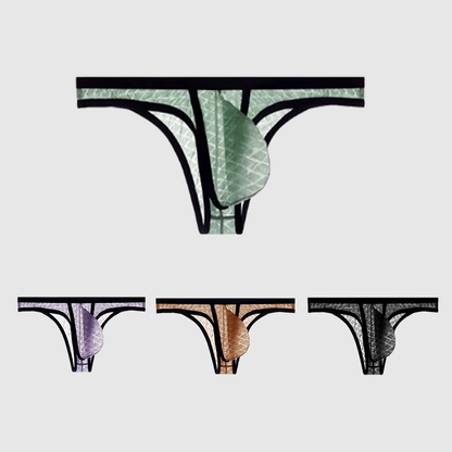 Sexy Low-Rise Comfort Bikini für Herren, transparenter ultradünner Slip aus Eisseidennetz