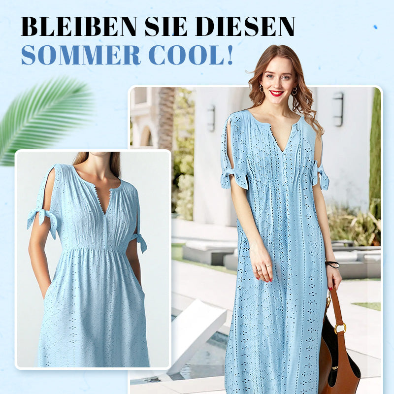 ⏰Last Day Sale 50% Rabatt💃💐Elegantes Kleid mit V-Ausschnitt und Hohlkehle für Frauen