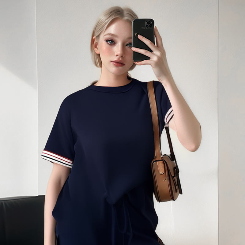 👗👗Damen-Zweiteiler: Gestreiftes T-Shirt & Jogginghose mit weitem Bein