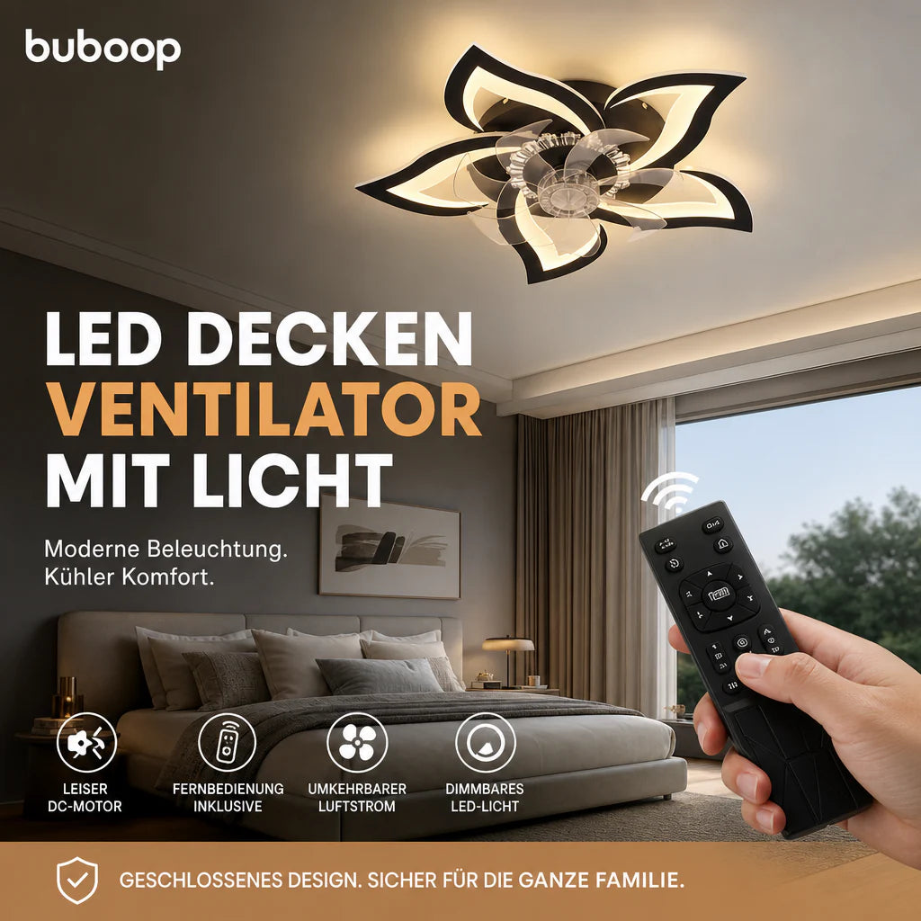 💡LED Deckenventilator mit Fernbedienung, geräuschloser reversibler Gleichstrommotor, modernes dimmbares Einbauleuchten für Schlafzimmer und Wohnzimmer✨