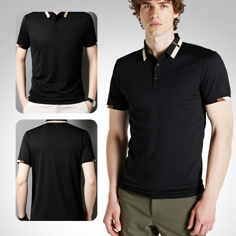 🔥Today 50% Off🔥Men's Stretch Ice Silk Short Sleeve Lapel T-shirt
