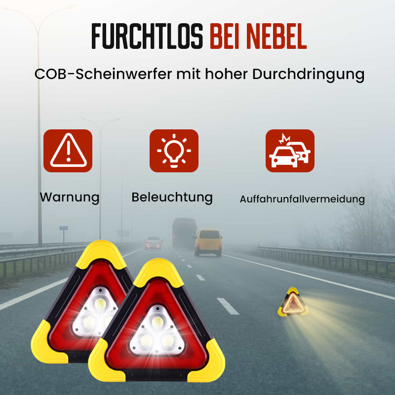 2-in-1 Solar-Warndreieck-Leuchten für den Notfall | Ideal für Winter-Nacht-Pannen | Sicheres Parking bei Pannen