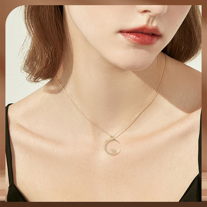 💌Heißer Verkauf zum Valentinstag🌙Bright Night: Mond-Stern-Halskette