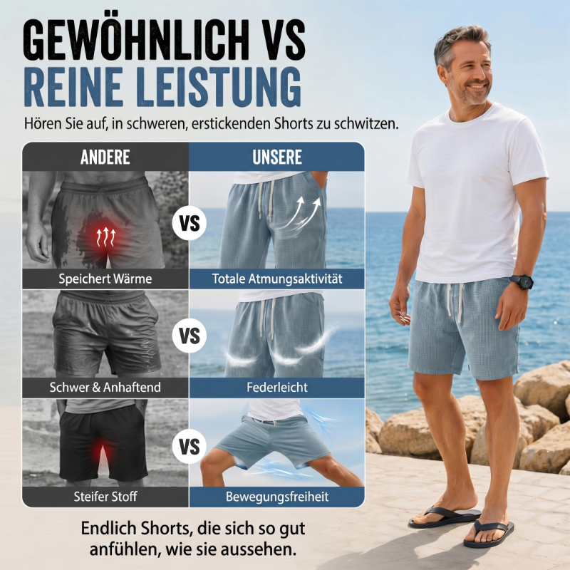 🩳 50% RABATT! 🌿 Atmungsaktive Waffel-Herren-Freizeitshorts – Leicht, elastischer Bund & lässiger Schnitt – Ideal für warme Tage, Freizeit oder einen entspannten Look – bequem & vielseitig ☀️✨