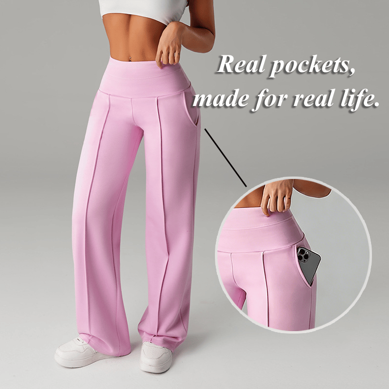 🎉 Neujahrsgeschenk – 50% RABATT!👖 Damen-Hochtaillen-Weitbeinhose: Echte Taschen + Stretchstoff – Bequem & stylisch für jeden Tag!