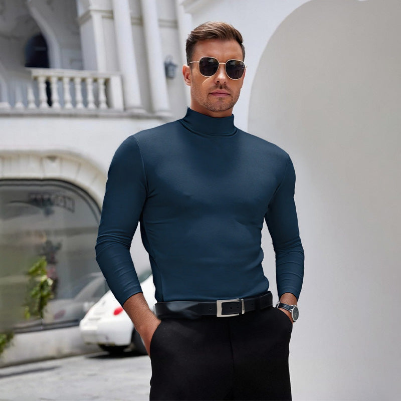 🔥Black-Friday-Mega-Angebot – 50 % Rabatt!🔥Slim Fit Langarm-T-Shirt für Herren mit Stehkragen