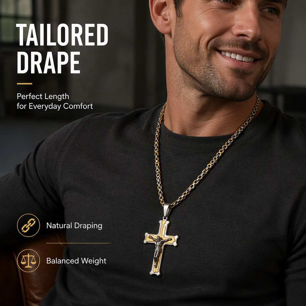 🔥Stainless Steel Crucifix Shaped Jesus Pendant Necklace for Women and Men🎁Best-Selling