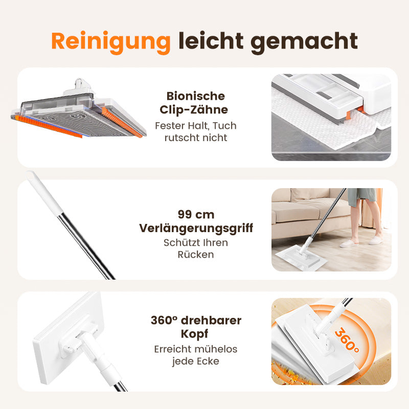 🧹50 % Rabatt! ✨ Einweg-Staubmopp mit 4/10 wiederverwendbaren Bezügen – Praktisch und effektiv 💥🌟
