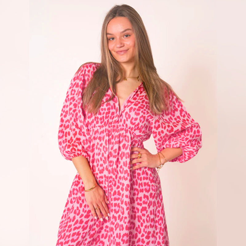 🌞Damenkleid mit V-Ausschnitt und Druck