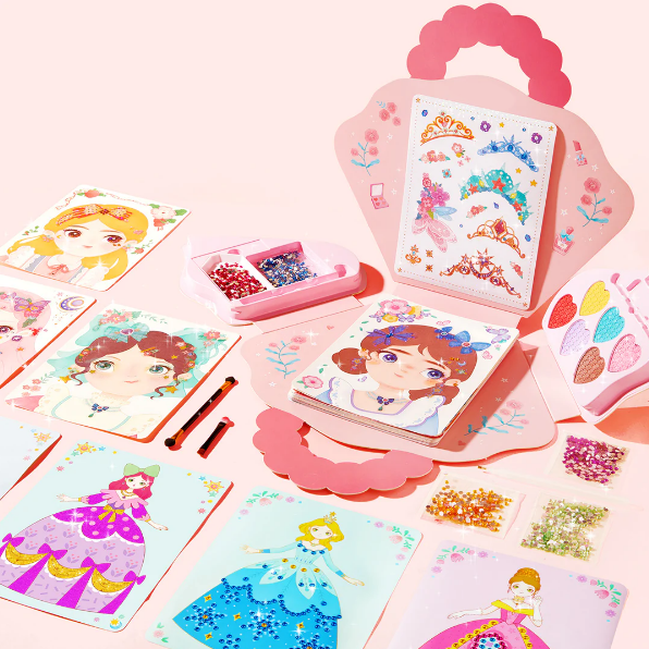 👑 50% RABATT SONDERANGEBOT! ✨ 3-in-1 Prinzessin Ankleid- & Schminkset - Enthält Kronen, Zauberstäbe & Schminke für Kreative Rollenspiele 🧚‍♀️✨