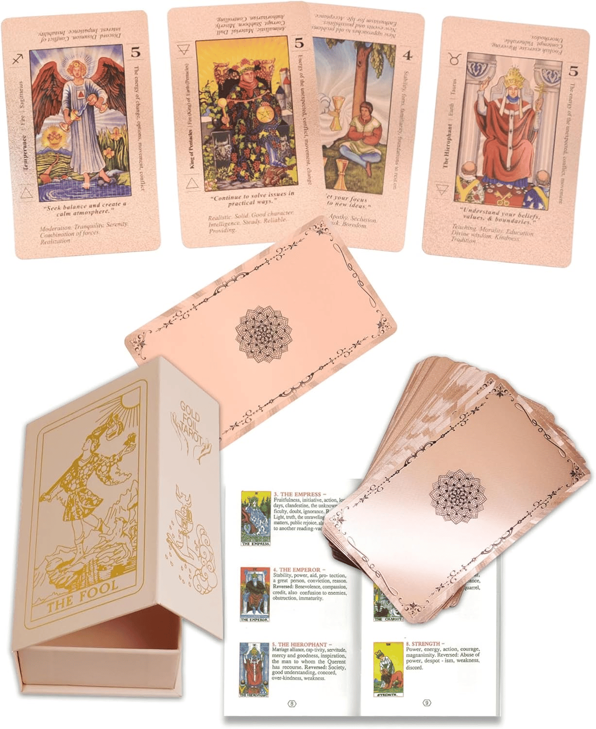 🔮 50% RABATT JETZT! ✨ Witchy Cauldron Tarotkarten-Set – Roségold, Inklusive Begleitbuch & Wasserdichte Folien 🎴📖
