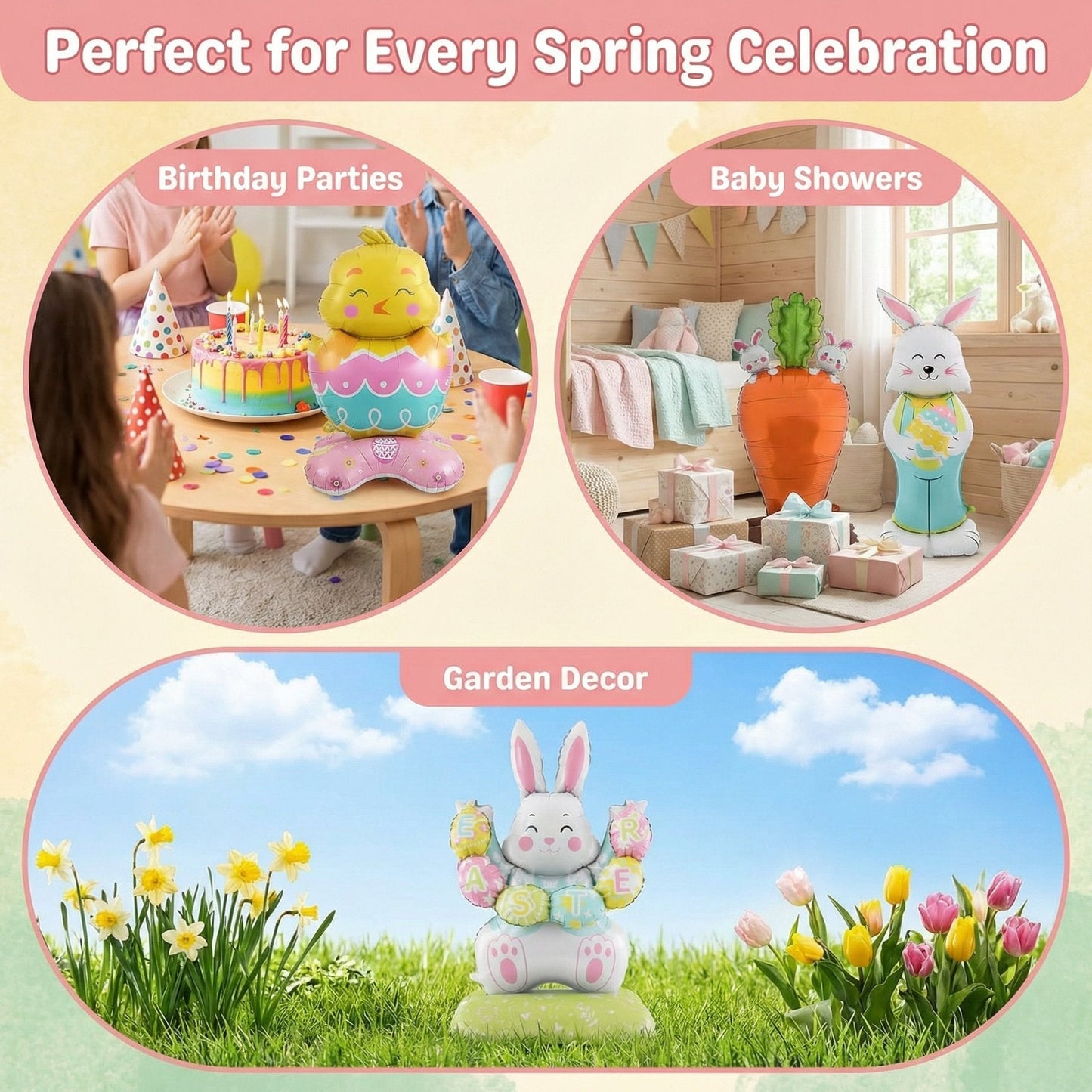 🎁 Oster-Frühbucher-Sale 🐰 Riesen 3D-Steh-Hase-Ballon – selbststehend für festliche Stimmung