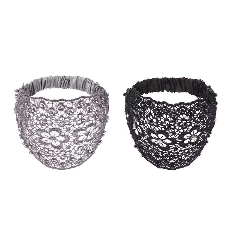 Breites Stirnband mit durchbrochenem Pflaumenblütenmuster und Perlen