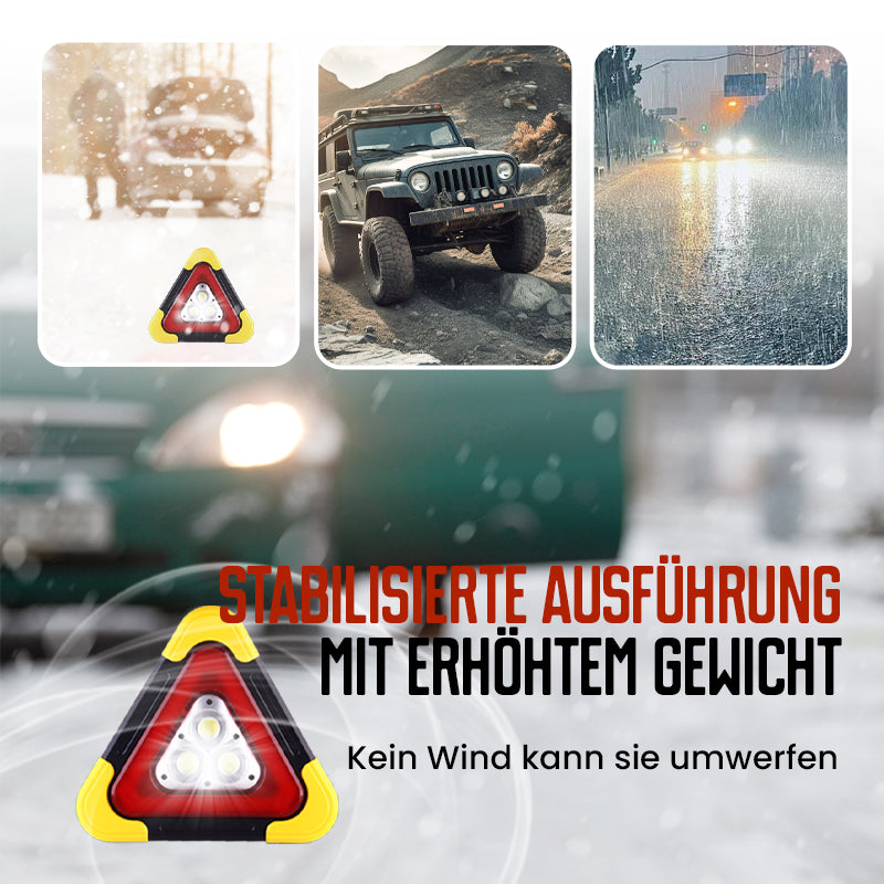 2-in-1 Solar-Warndreieck-Leuchten für den Notfall | Ideal für Winter-Nacht-Pannen | Sicheres Parking bei Pannen