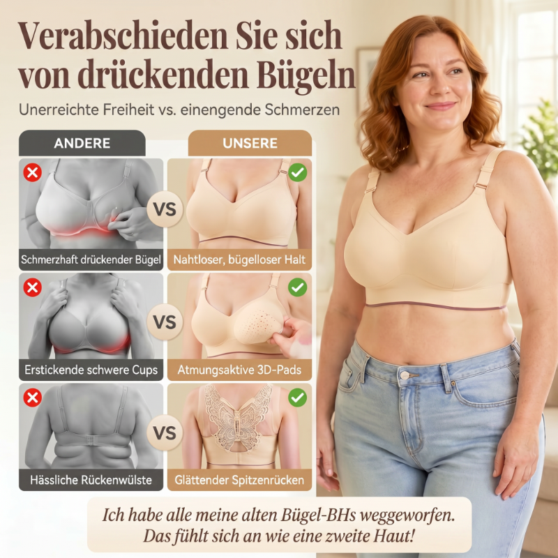 🎁Angebot: 50 % Rabatt⏳BH ohne Bügel mit Schmetterlingsstickerei