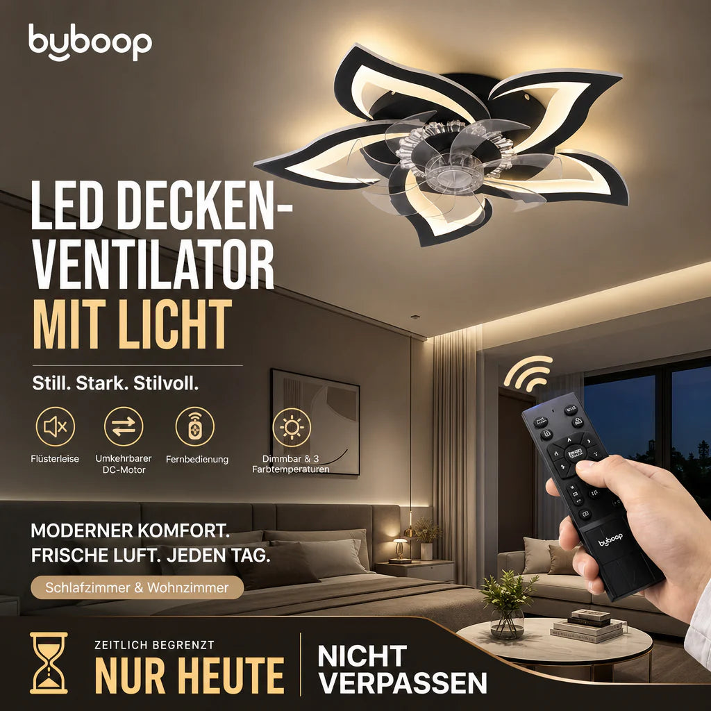 💡LED Deckenventilator mit Fernbedienung, geräuschloser reversibler Gleichstrommotor, modernes dimmbares Einbauleuchten für Schlafzimmer und Wohnzimmer✨