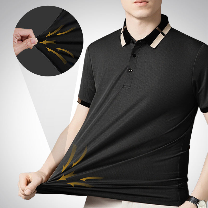 🔥Today 50% Off🔥Men's Stretch Ice Silk Short Sleeve Lapel T-shirt
