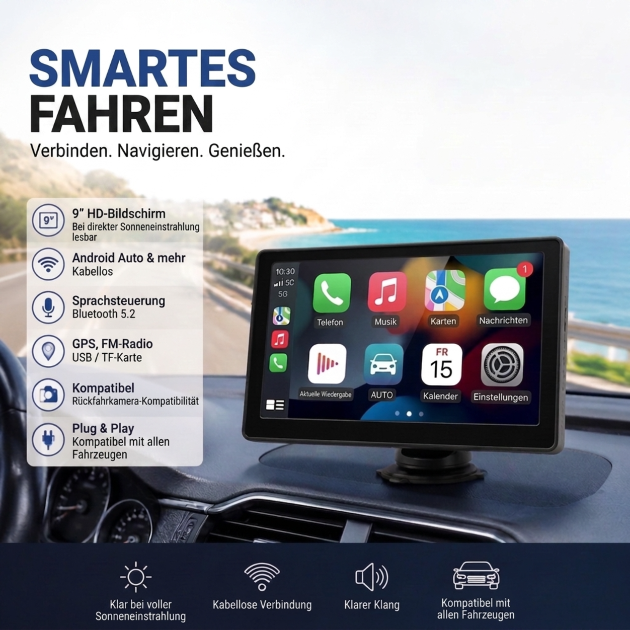 9-Zoll kabelloser HD-Multimedia-Player mit Touchscreen