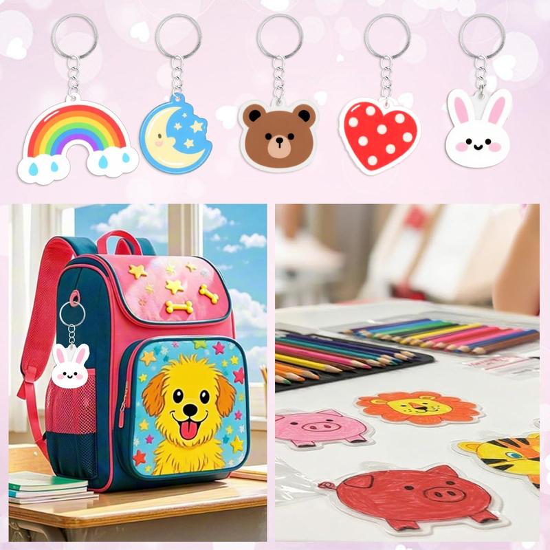 DIY Shrinky Dinks Schlüsselanhänger-Set,Kinderkunstaktivitäten und Partygeschenke