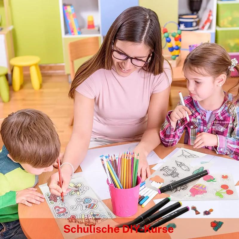 DIY Shrinky Dinks Schlüsselanhänger-Set,Kinderkunstaktivitäten und Partygeschenke