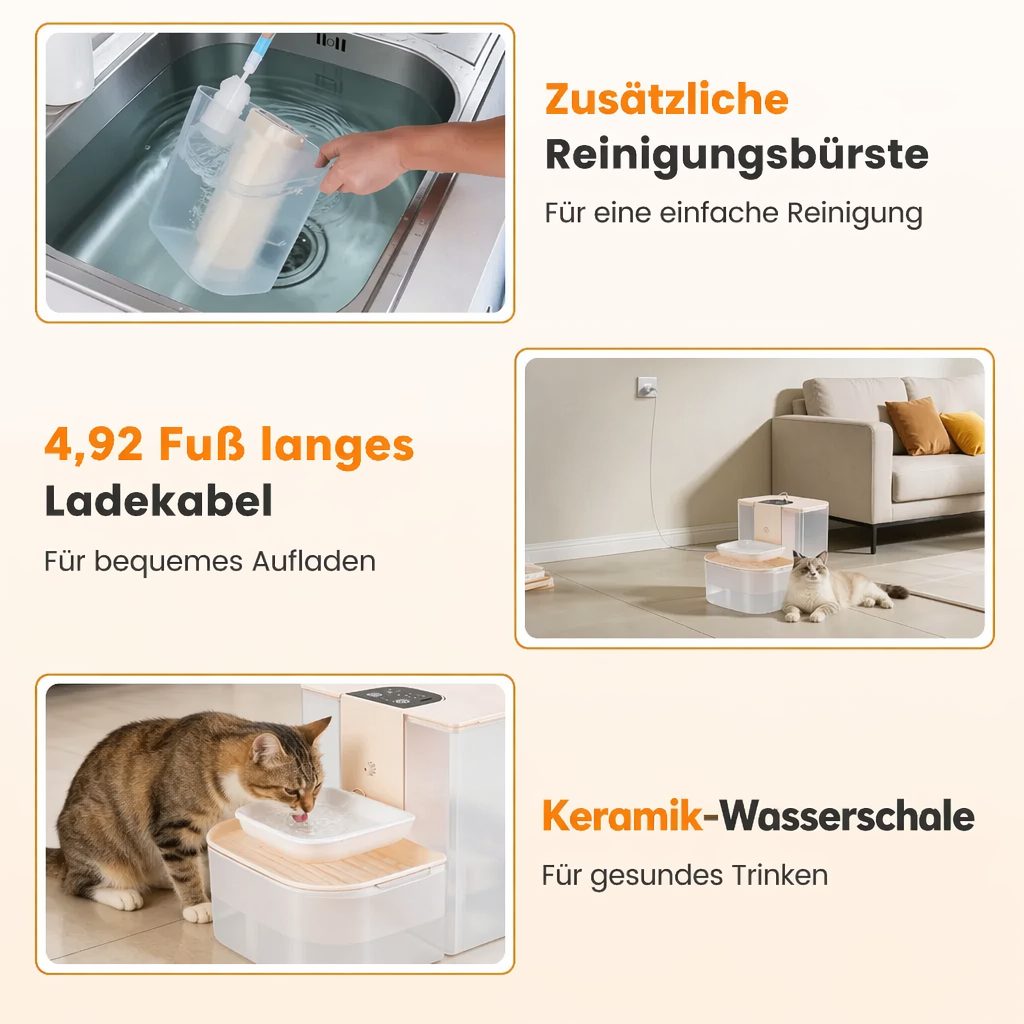 Kabelloser Trinkbrunnen für Haustiere, 4,5 l, automatischer Trinkwasserspender für Katzen und Hunde mit Filter, wie abgebildet