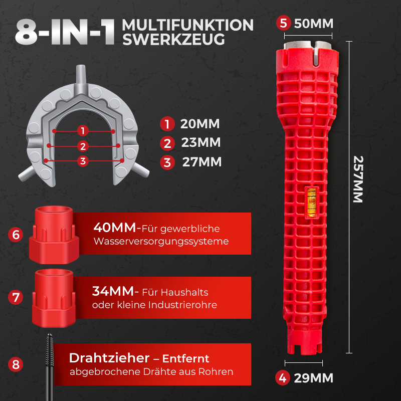 🔧 50% RABATT! 🚰 Multifunktions-Spülbeckenschlüssel – Der Alleskönner für Küche & Bad – Für verrostete Muttern, enge Stellen & Standardgrößen – robust, rutschfest und unverzichtbar im Haushalt 🛠️