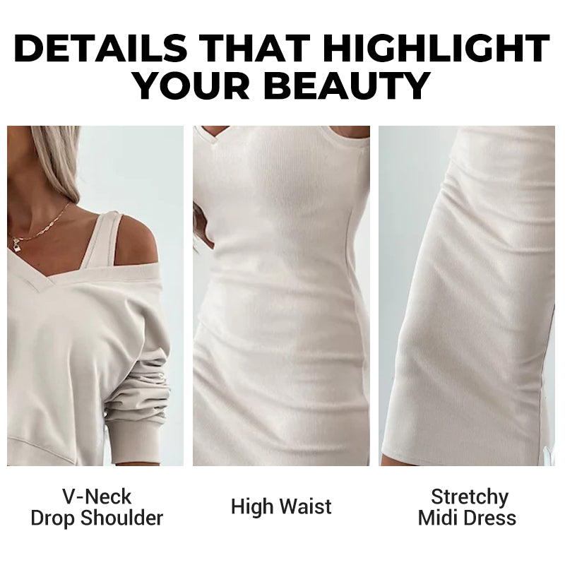 🌸HEISSER VERKAUF 49% RABATT🌸Zweiteiliges Damen-Set aus ärmellosem Kleid und lockerem Pullover mit V-Ausschnitt