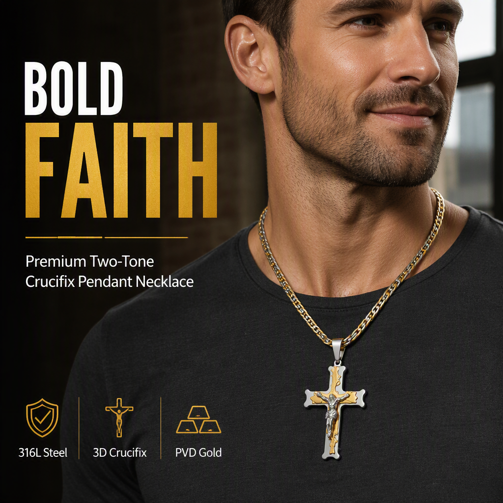 🔥Stainless Steel Crucifix Shaped Jesus Pendant Necklace for Women and Men🎁Best-Selling
