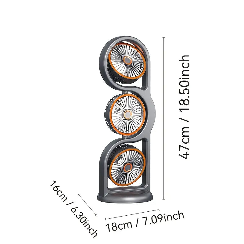 Neu im Jahr 2026: Dieser tragbare, per USB wiederaufladbare Dreikopfventilator bietet eine 360°-Luftzirkulation und 5 Geschwindigkeitsstufen; ideal für Studentenwohnheime, den Einsatz im Freien und als Tischventilator