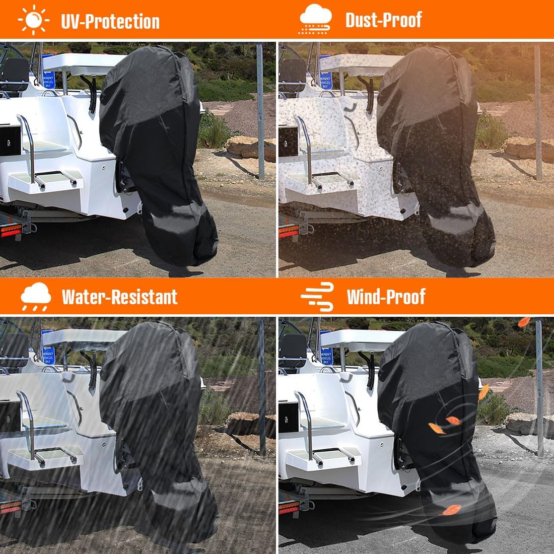 🚤❄️ 50 % RABATT – KOMPLETTER BOOTSMOTORSCHUTZ AUS 420D OXFORD – SCHÜTZT DEN AUSSENBORDER VOR REGEN, SCHNEE & UV, OHNE WERKZEUG! 🛡️