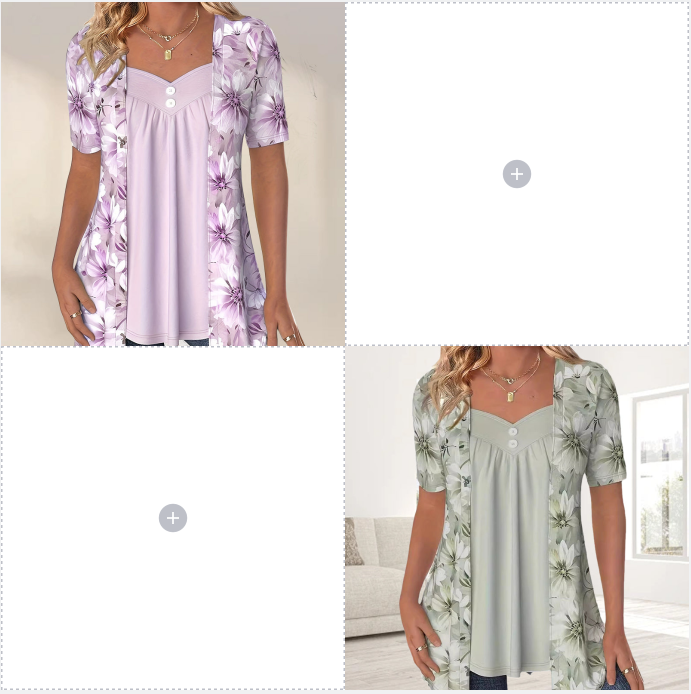 🌸Unregelmäßiges Patchwork-Top mit Blumenmuster für Frauen🌸