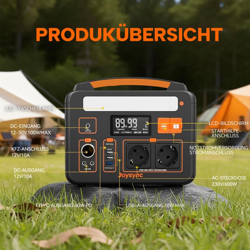 Tragbare Powerstation Explorer PB20,  640Wh 600W Notfall‑Batterie mit LiFePO4‑Lithium‑Akku, Solar‑Generator für Outdoor, Camping, Reisen und Jagd, Notstrom bei Stromausfall zu Hause oder durch Winterstürme