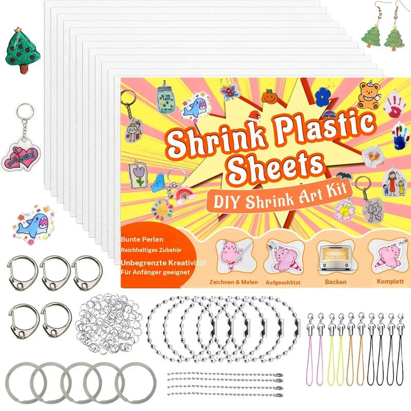 DIY Shrinky Dinks Schlüsselanhänger-Set,Kinderkunstaktivitäten und Partygeschenke