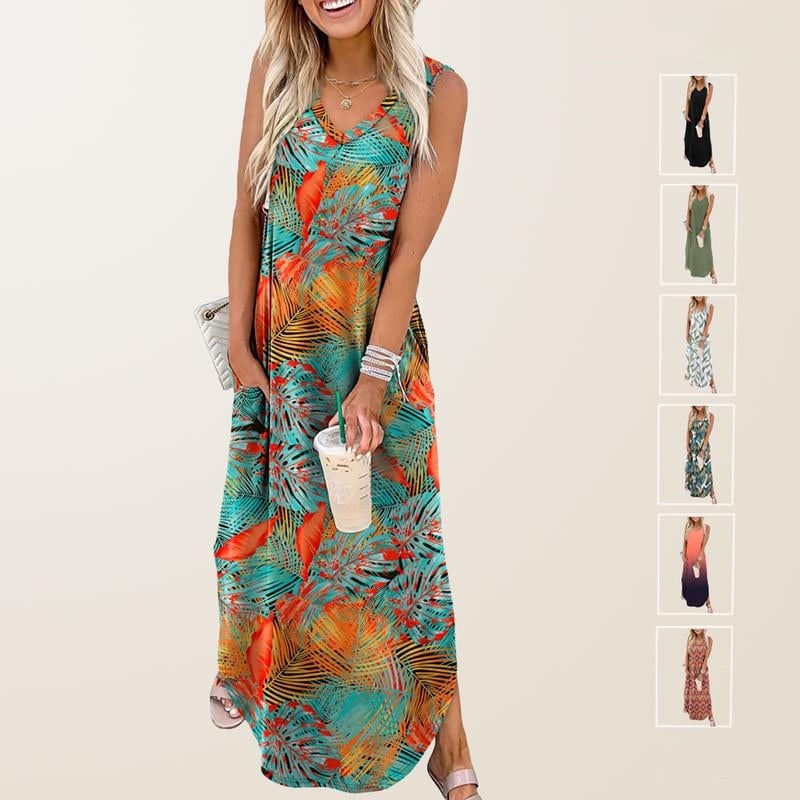 💖LETZTER TAG 49% RABATT💖Sommer Maxikleid: Urlaub-Strandkleid mit Taschen
