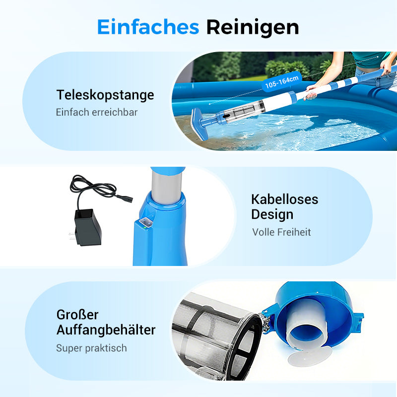 🎁BIS ZU 50 % RABATT⏳ 3-in-1 Kabelloser Wieder - aufladbarer Poolsauger mit Hochleistungs - motor