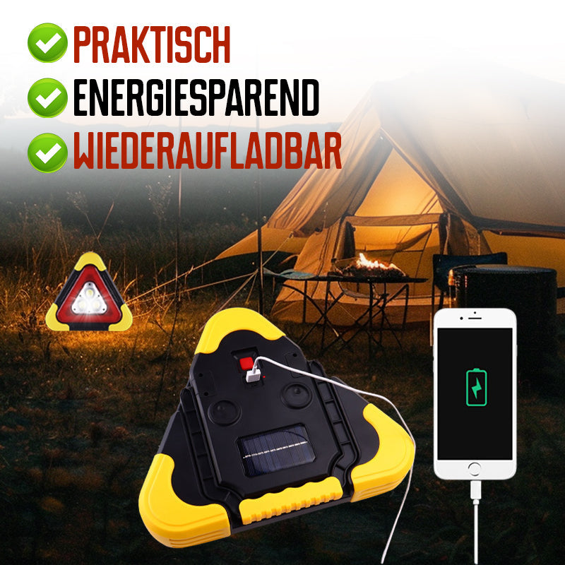 2-in-1 Solar-Warndreieck-Leuchten für den Notfall | Ideal für Winter-Nacht-Pannen | Sicheres Parking bei Pannen