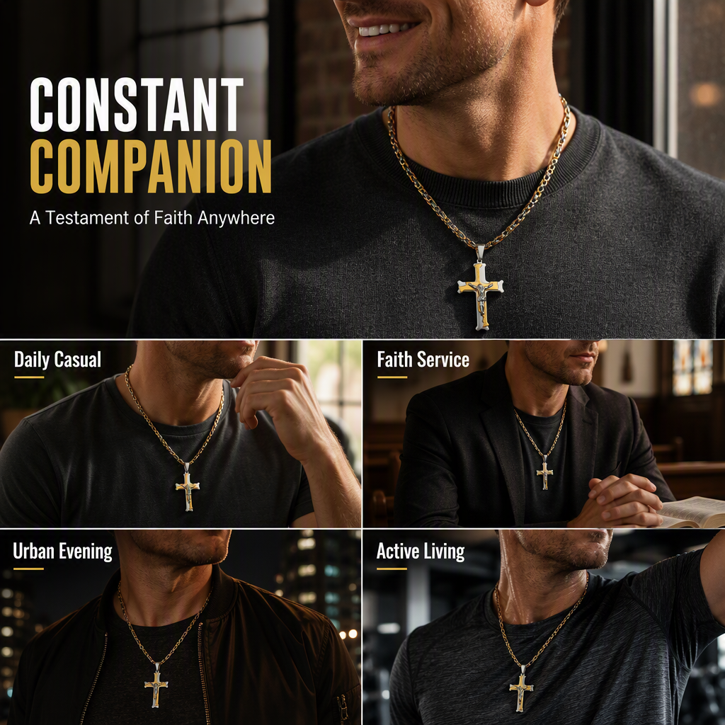 🔥Stainless Steel Crucifix Shaped Jesus Pendant Necklace for Women and Men🎁Best-Selling