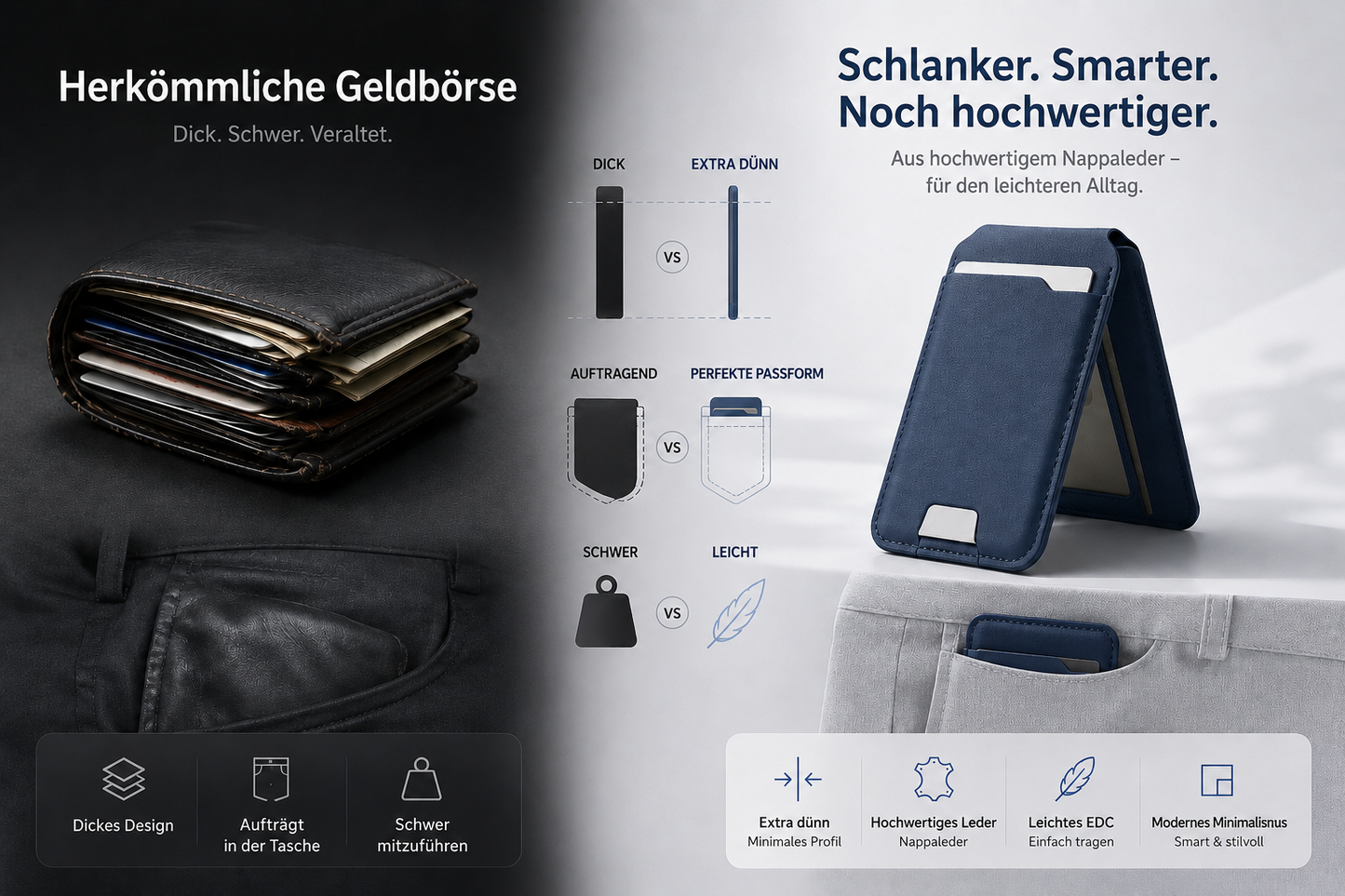 🌞Frühlingserwachen: 50% Rabatt!🔥Smartes MagSafe Portemonnaie aus echtem Nappaleder – mit Apple Find My™ & Google Find Hub™, RFID-Schutz und kabellosem Laden