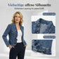 📢📢55 % RABATT !! ⏰Damen-Jeansjacke mit Rüschenbesatz und offenem Vorderteil – Leicht und feminin – Vielseitig und schick