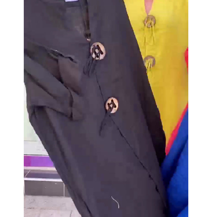 👗50% rabatt✨Lässiges Kleid mit V-Ausschnitt aus Baumwolle und Leinen