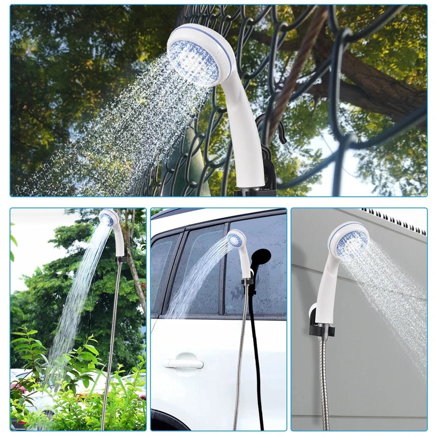 🚿✨Tragbare Campingdusche Mit Einstellbarem Durchfluss ✨Für Einfaches Und Bequemes Reinigen Im Freien!