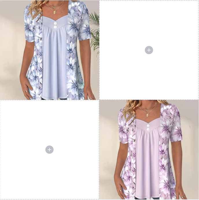 🌸Unregelmäßiges Patchwork-Top mit Blumenmuster für Frauen🌸