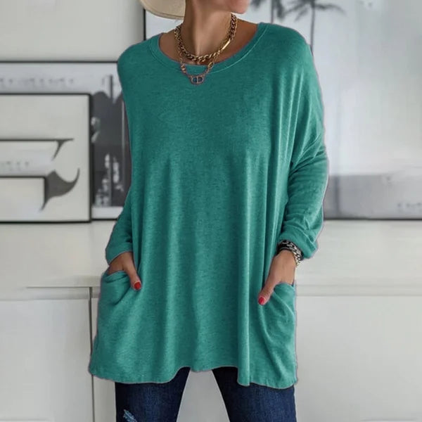 👚50% Rabatt ✨Neues langärmeliges Baumwoll-T-Shirt mit lässiger Tasche