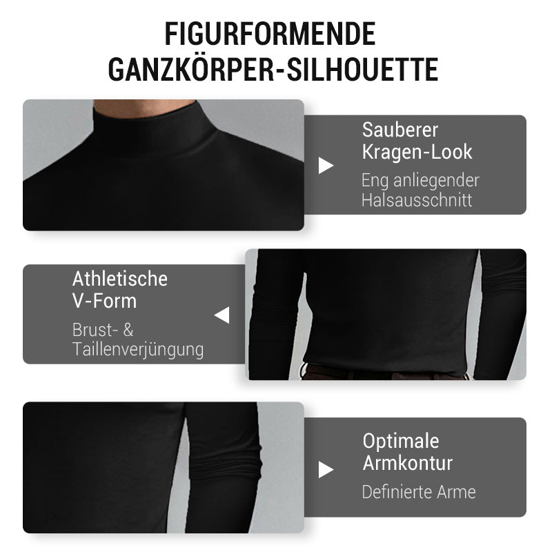 🔥Black-Friday-Mega-Angebot – 50 % Rabatt!🔥Slim Fit Langarm-T-Shirt für Herren mit Stehkragen