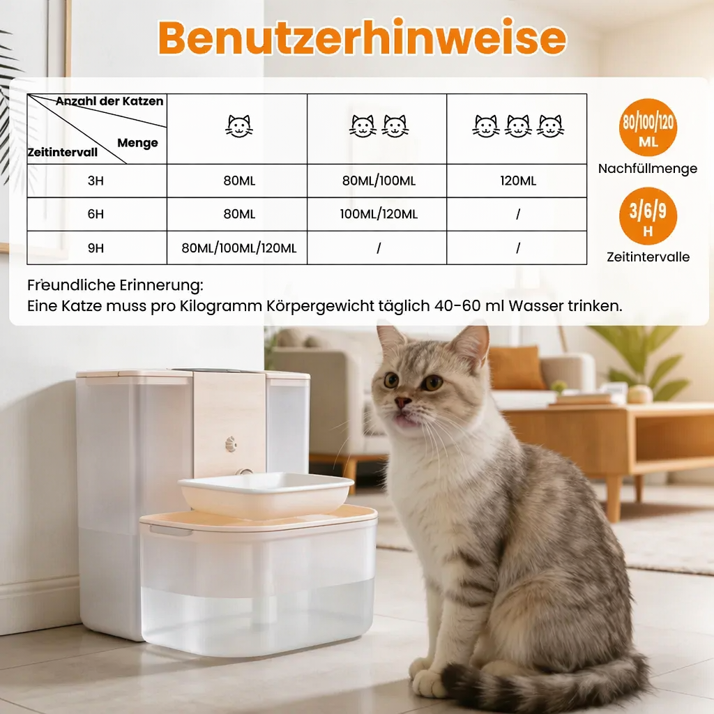Kabelloser Trinkbrunnen für Haustiere, 4,5 l, automatischer Trinkwasserspender für Katzen und Hunde mit Filter, wie abgebildet