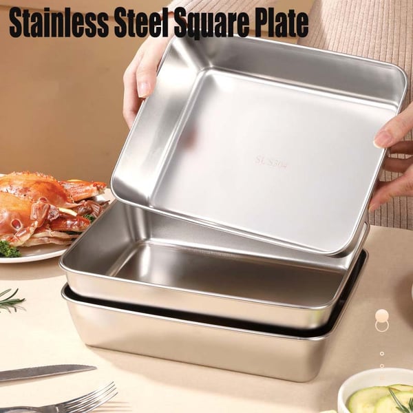 🎁 50% - Quadratische Platte aus Edelstahl（Mit Deckel）
