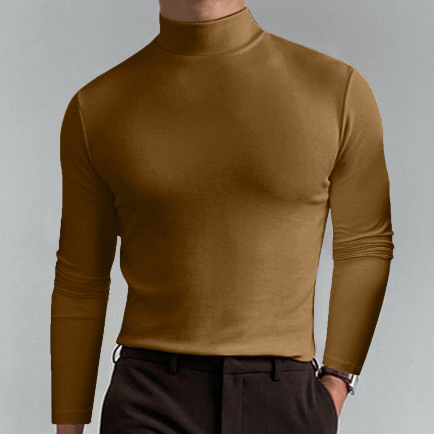 ⛳⛳Die Wahl des Erfolgs👔👔Slim Fit Langarm-T-Shirt für Herren mit Stehkragen